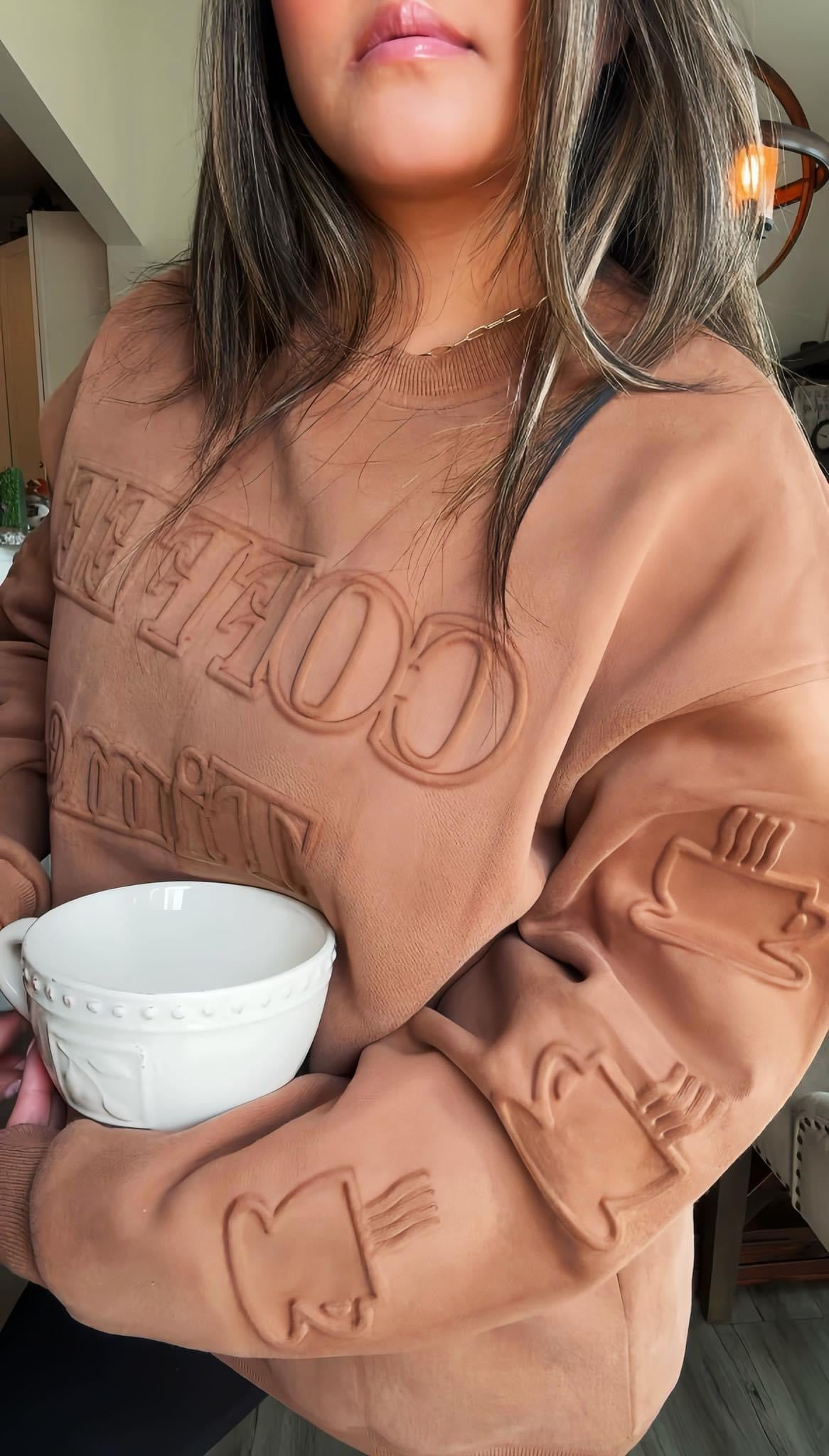 Coffee Embossed Crewneck