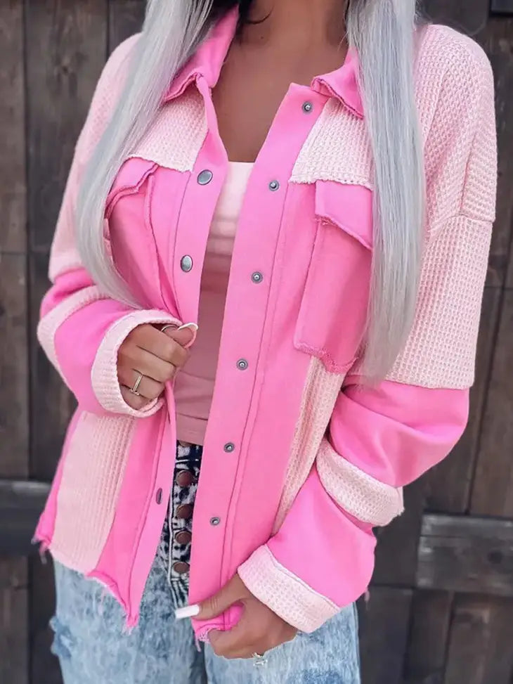 Pink Colorblock Shacket