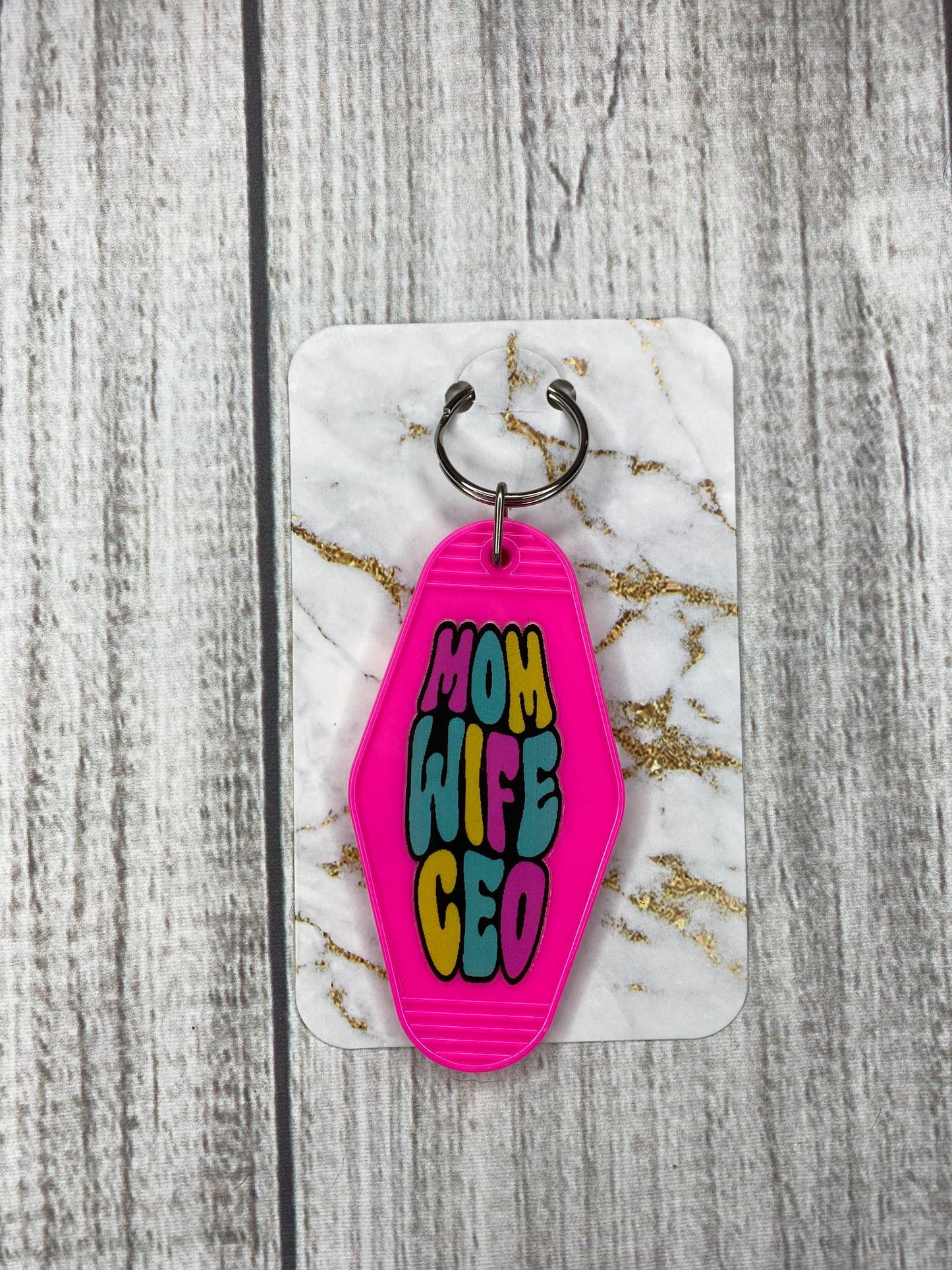 Mom Wife CEO Hotel Style Keychain